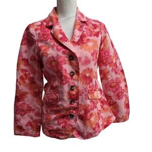Sundance Sunrise bloom floral linen blazer jacket pink boho